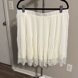 torrid Ivory Pleated Skater Skirt with Lace Hem